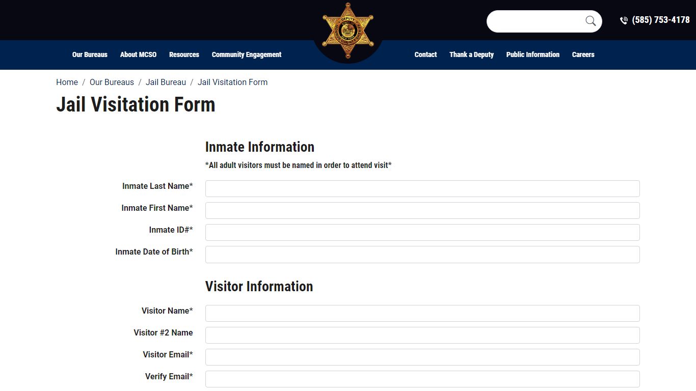 Jail Visitation Form | Monroe County Sheriff