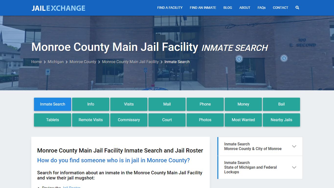 Monroe County Main Jail Facility Inmate Search - Jail Exchange